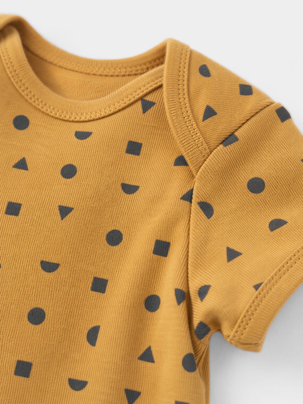 Warm Mustard Abstract Geometric Long-Sleeve Bodysuit view 3