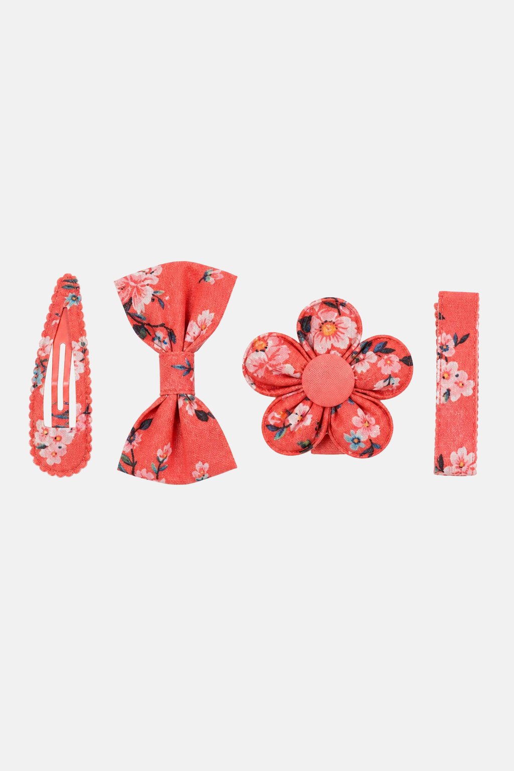 Coral Floral Hair Clip Set