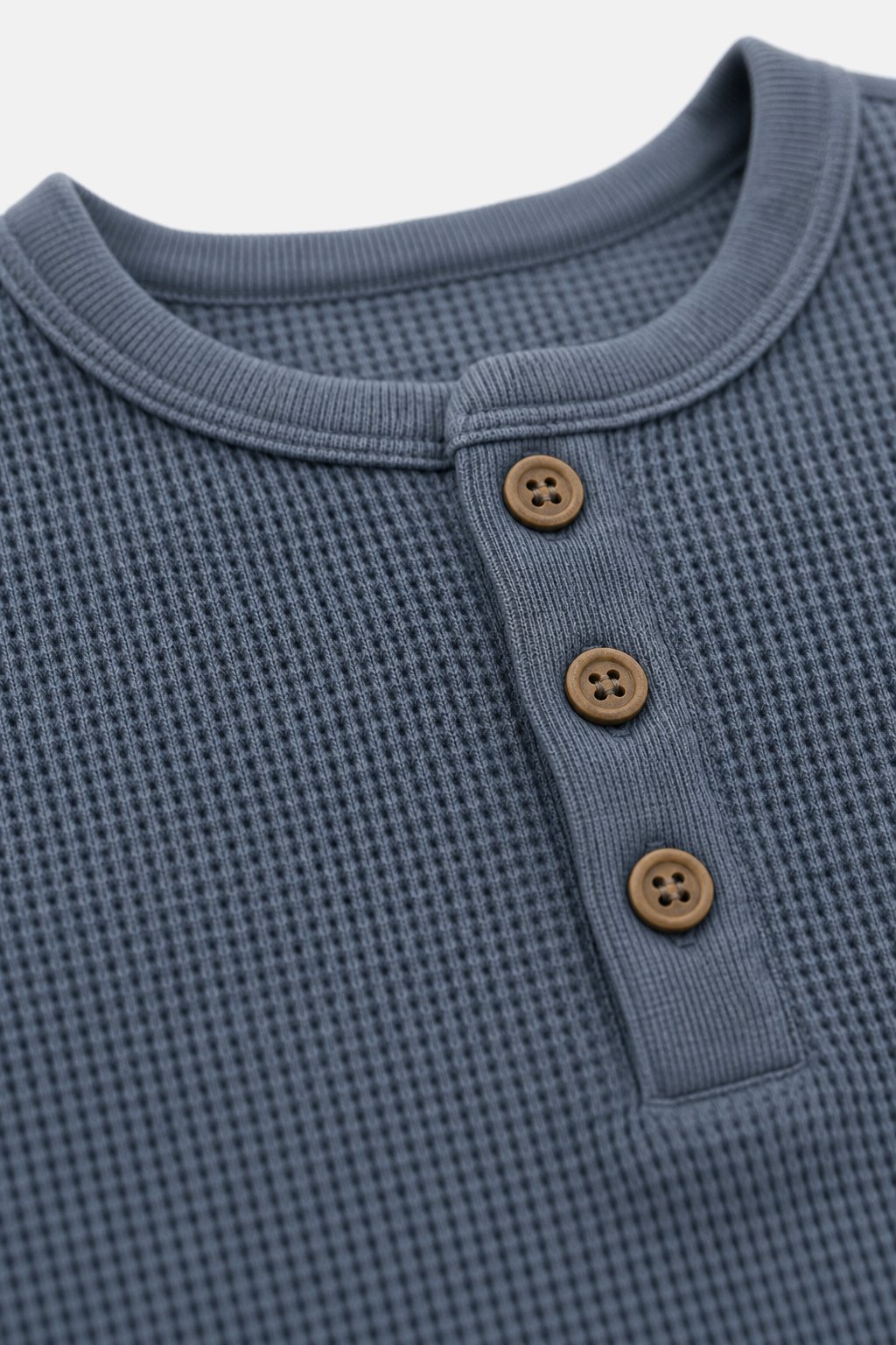 Slate Blue Waffle-Knit Henley view 3