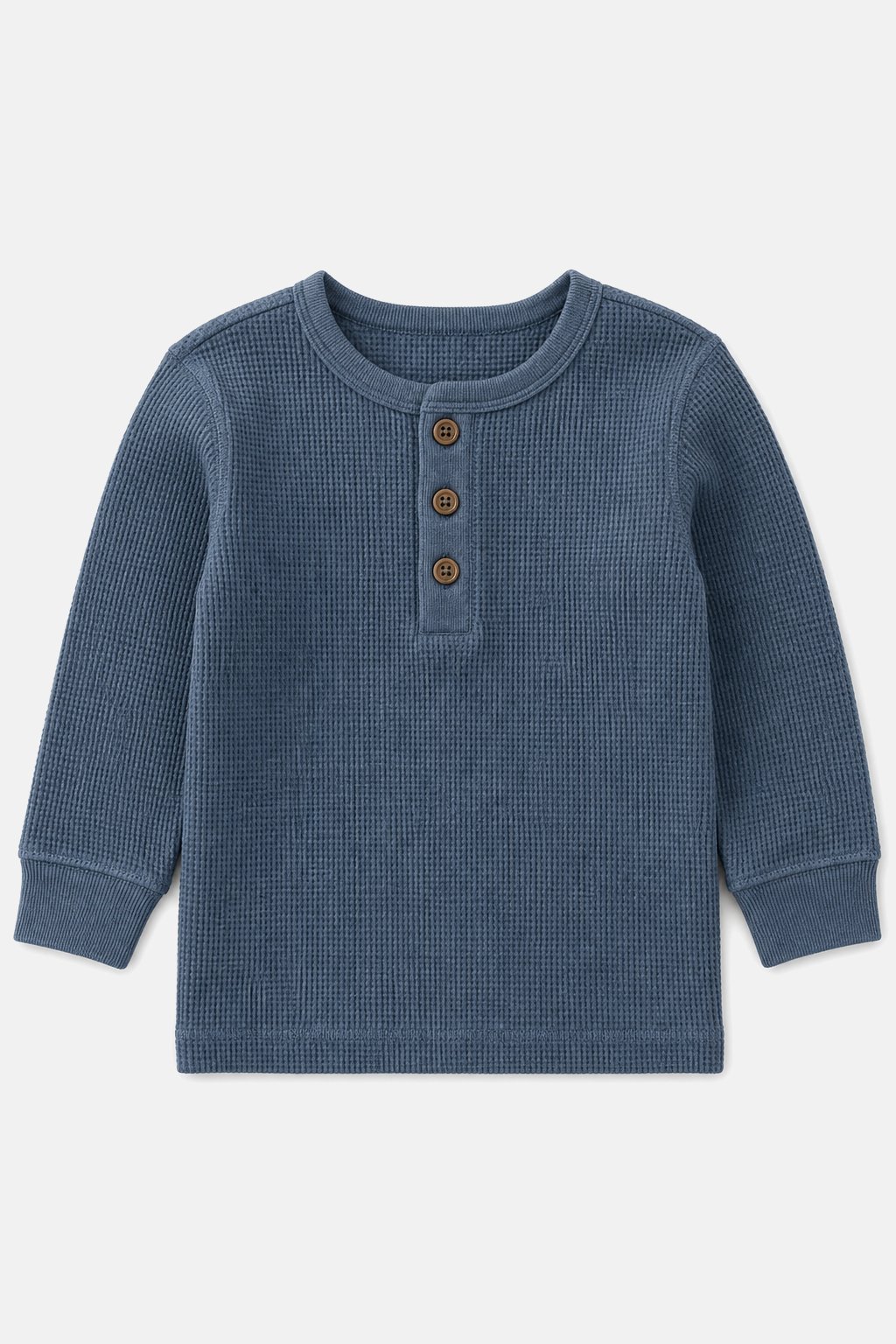 Slate Blue Waffle-Knit Henley