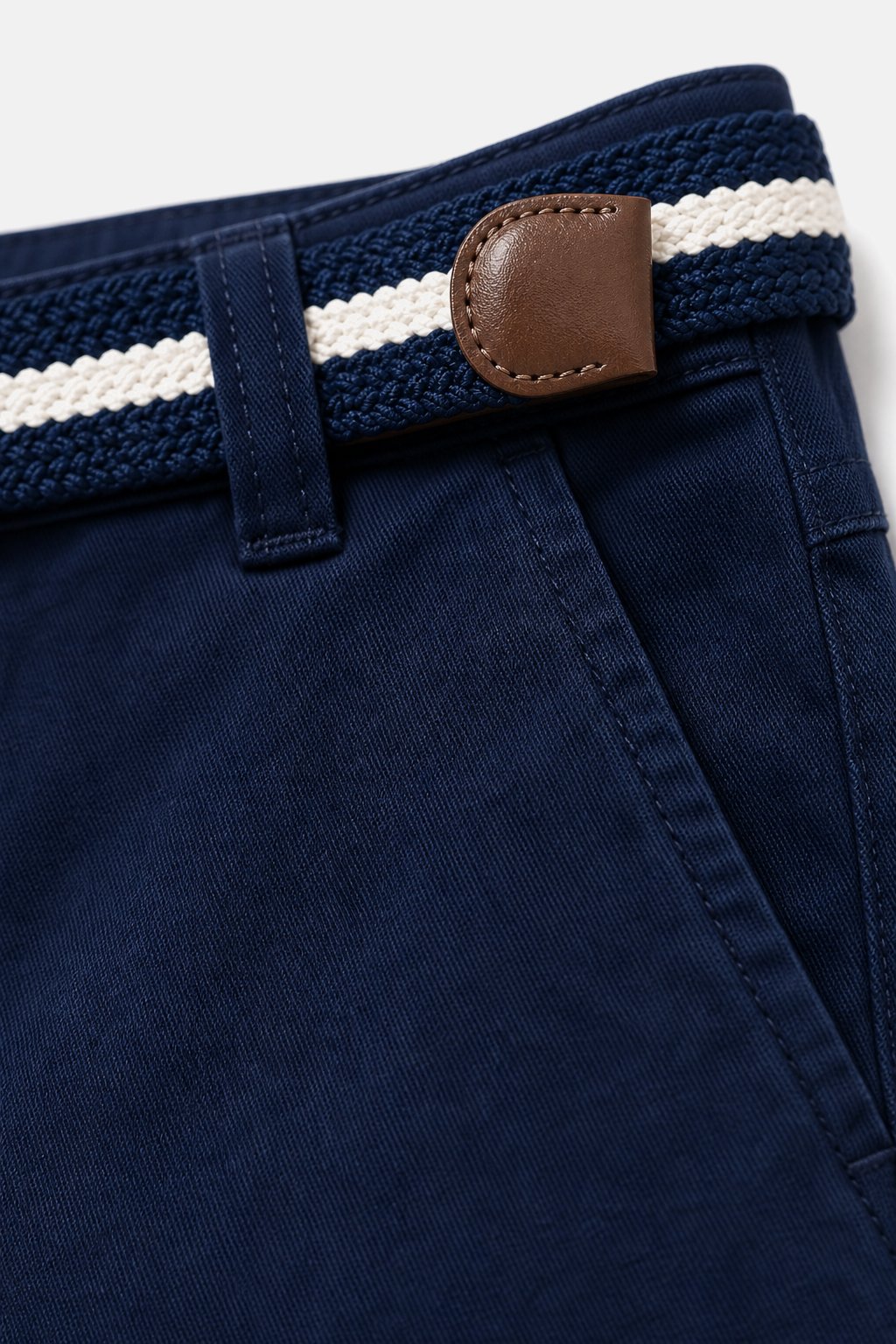 Navy Chino Shorts with Belt view 3