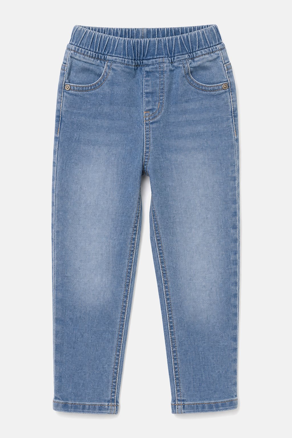 Faded Denim Blue Pull-On Jeans