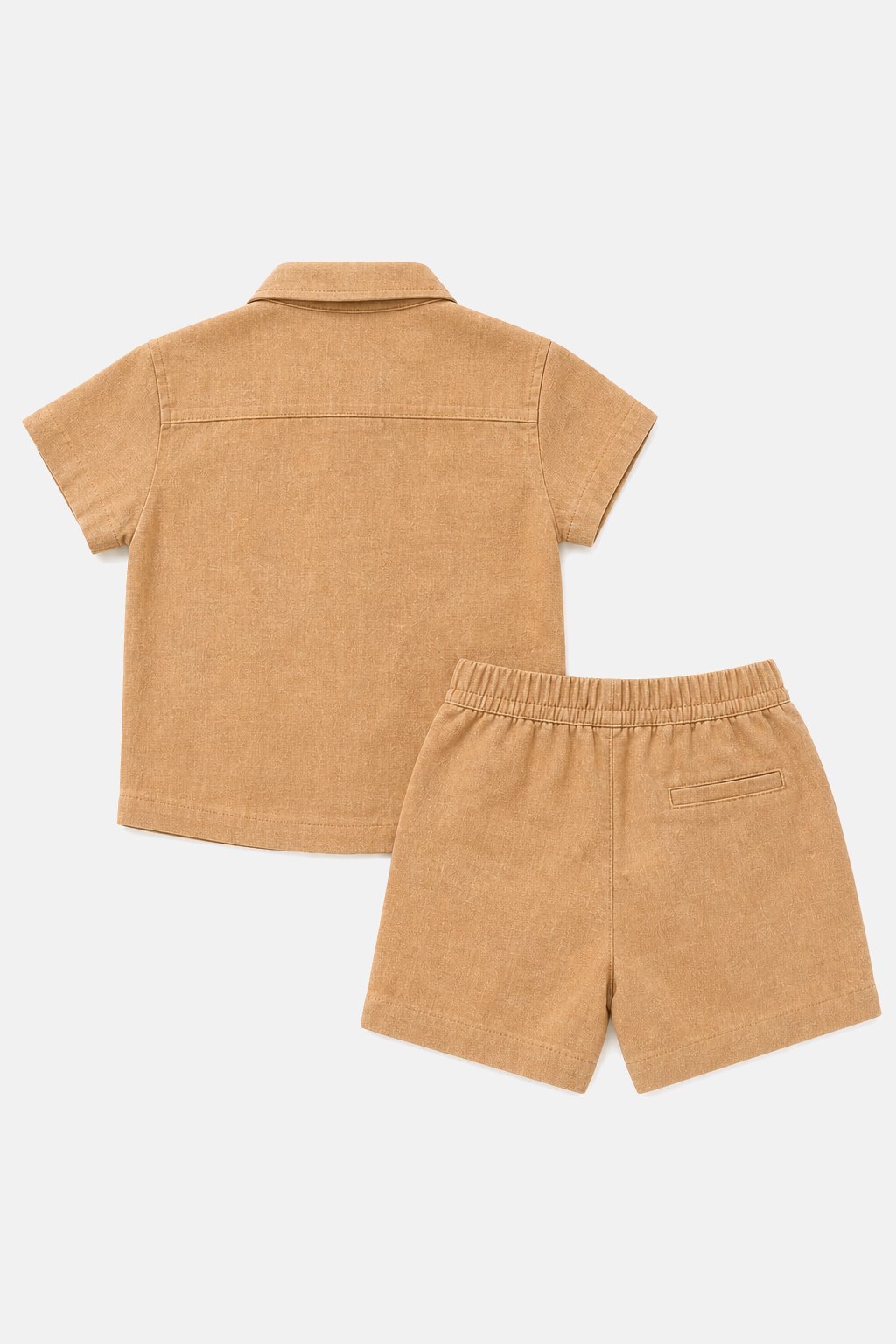 Camel Linen-Blend Shirt & Short Set view 2