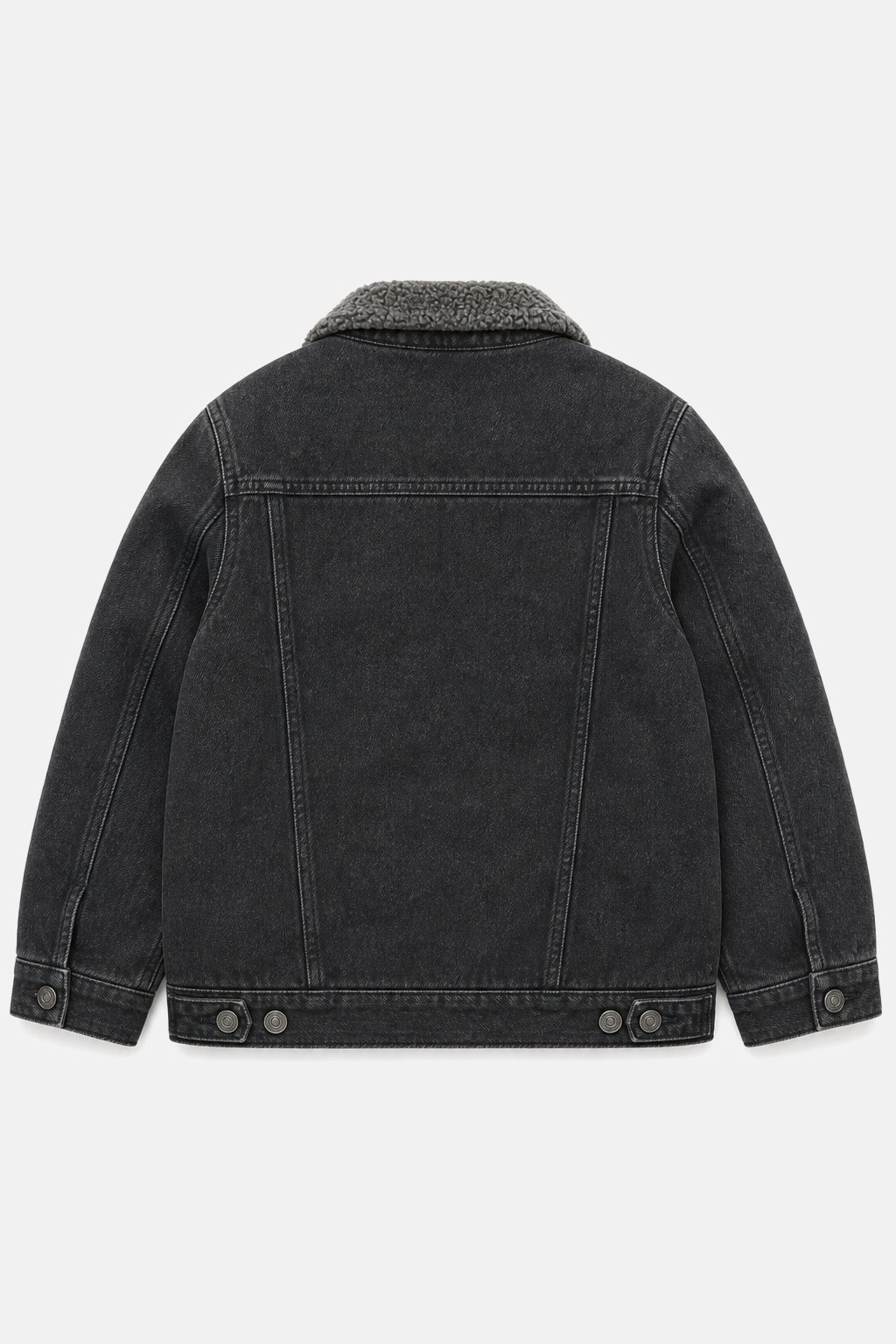 Charcoal Sherpa-Lined Denim Jacket view 2