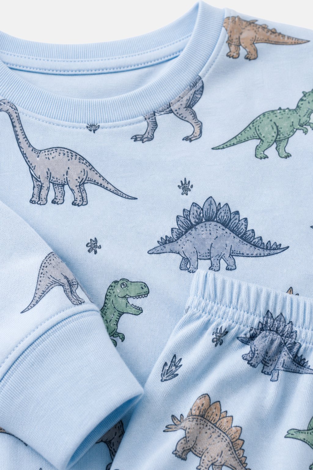 Powder Blue Dinosaur Print Pajama Set view 3