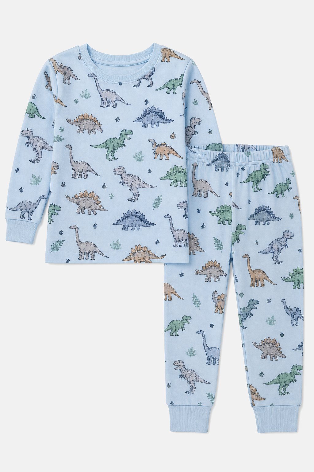 Powder Blue Dinosaur Print Pajama Set