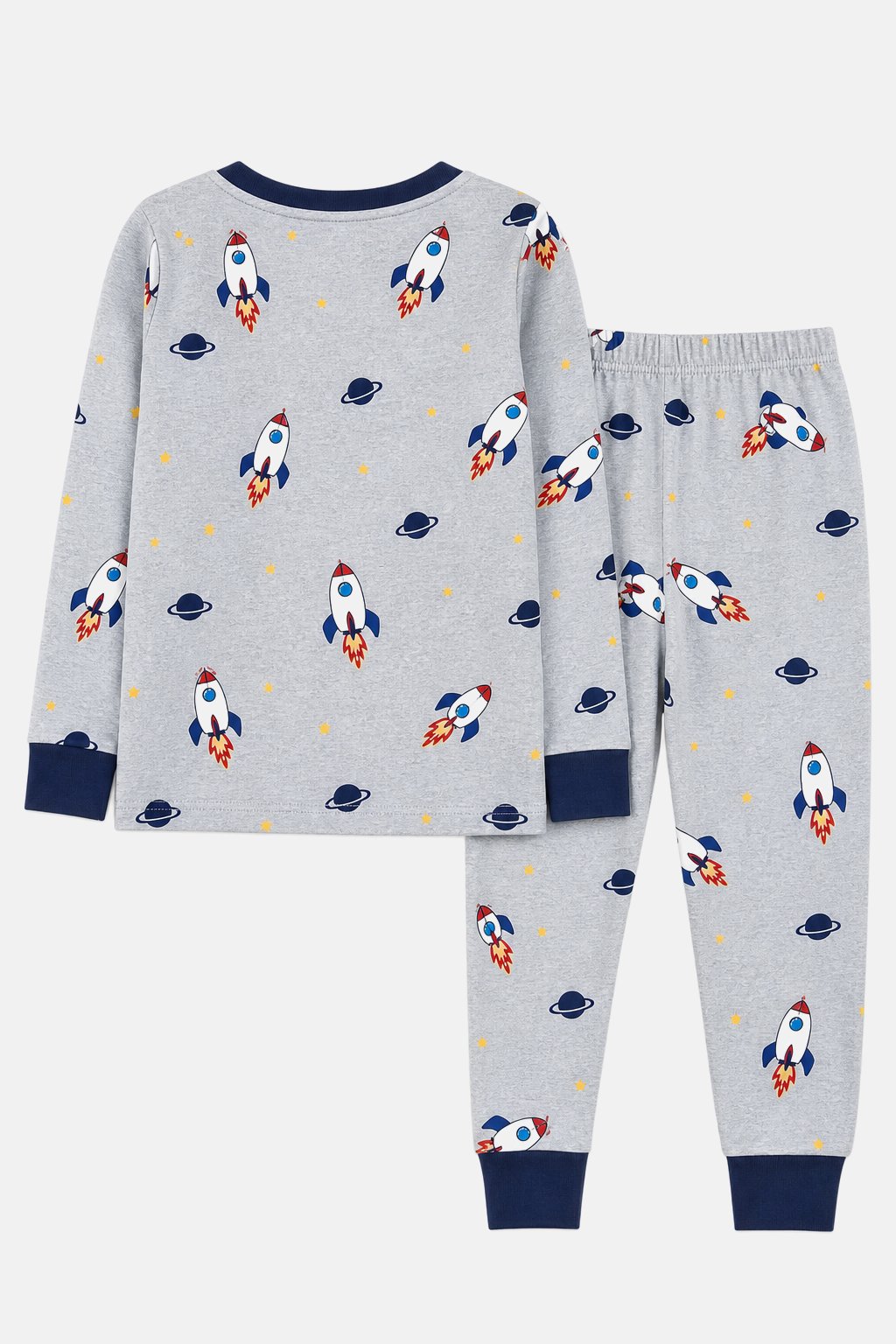 Heather Grey Rocket Ship Pajama Set view 2
