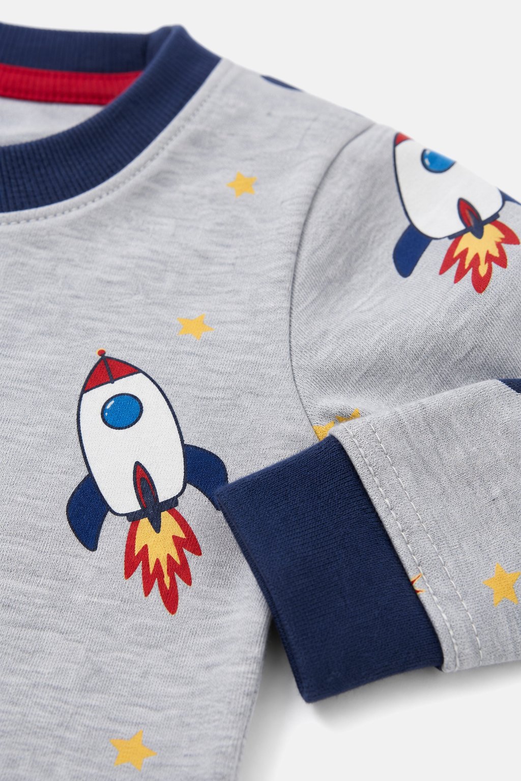 Heather Grey Rocket Ship Pajama Set view 3