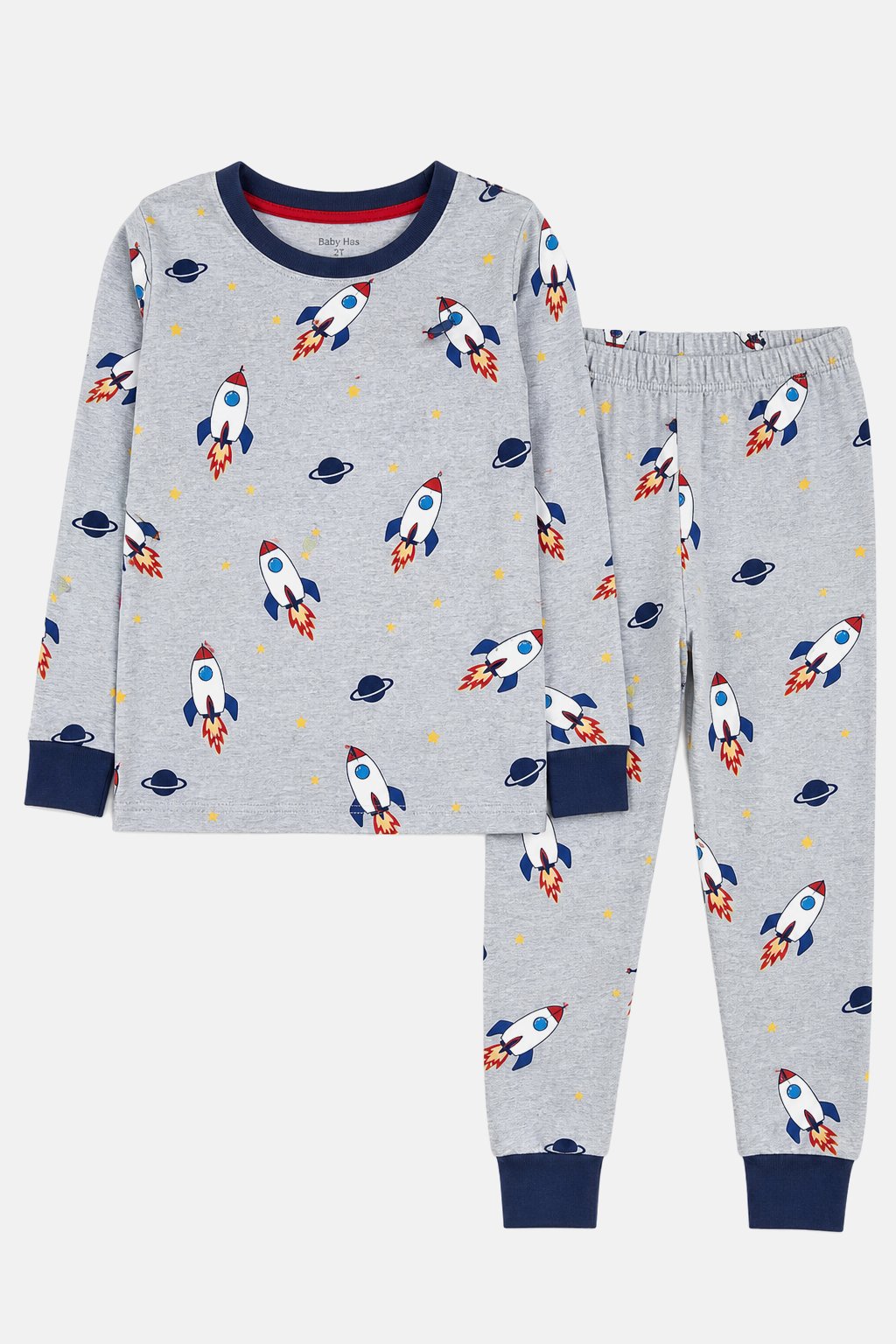 Heather Grey Rocket Ship Pajama Set