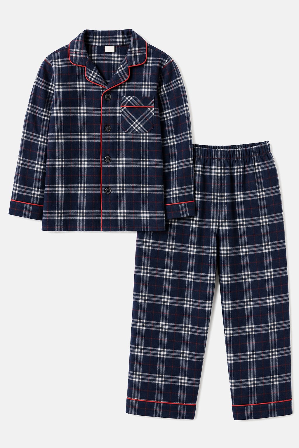 Navy Plaid Flannel Pajama Set
