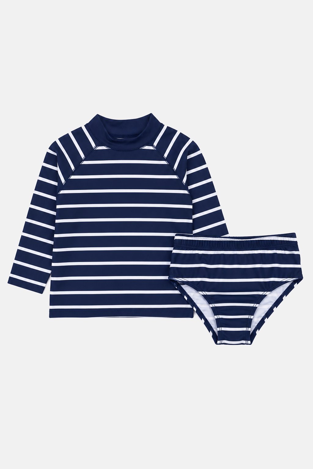 Navy Stripe Rash Guard Set