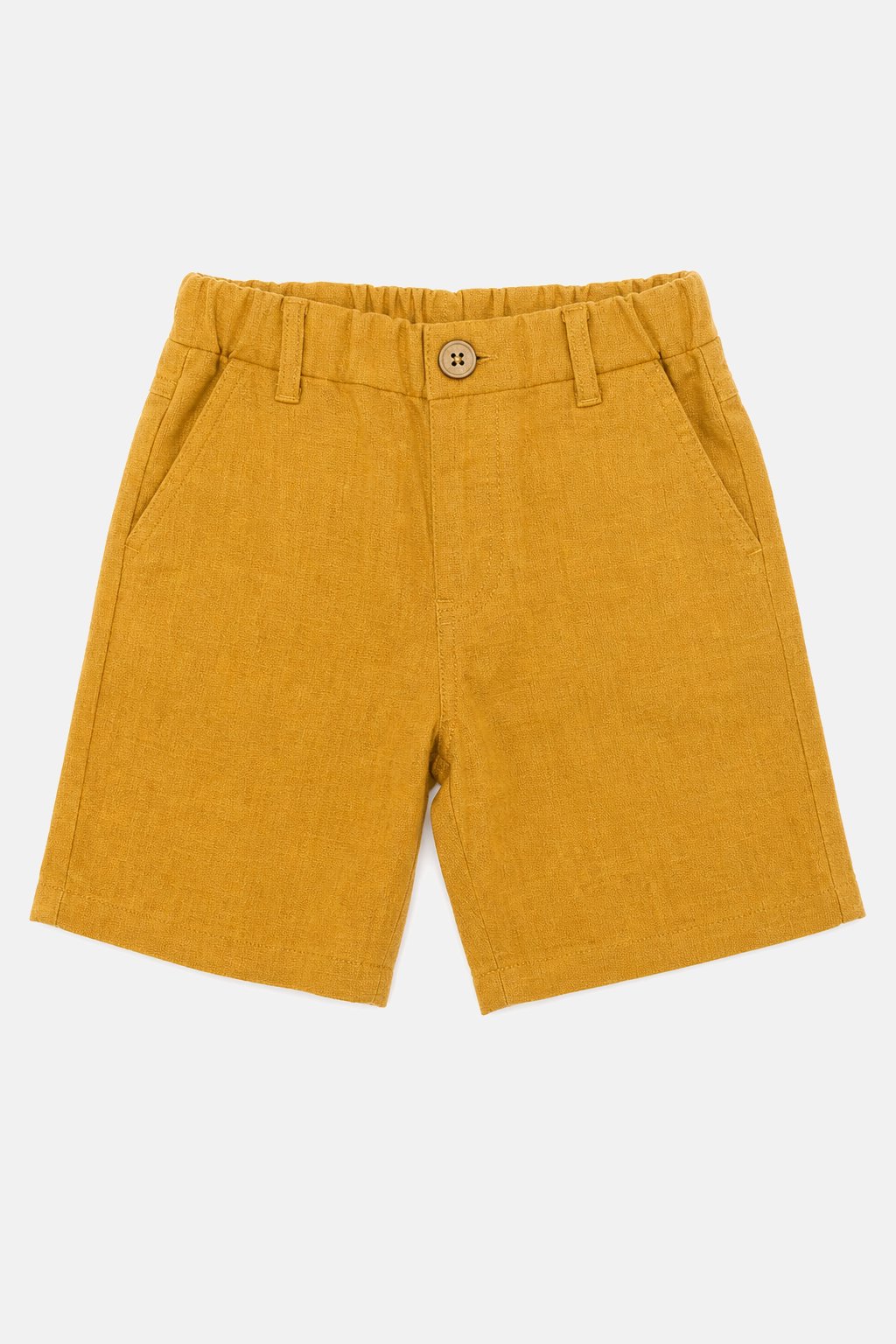 Warm Mustard Linen Bermuda Shorts