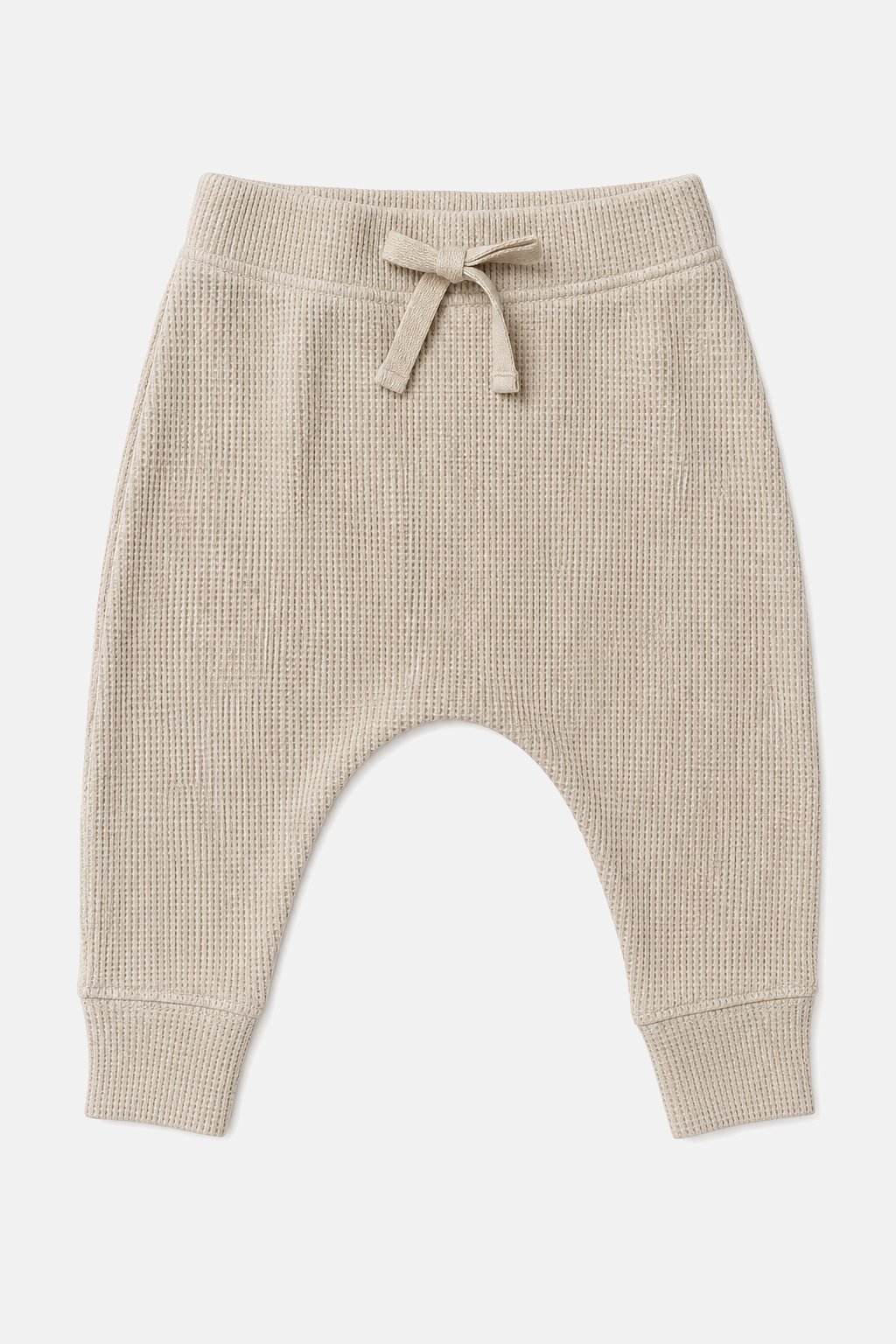 Stone Waffle-Knit Drop-Crotch Pants