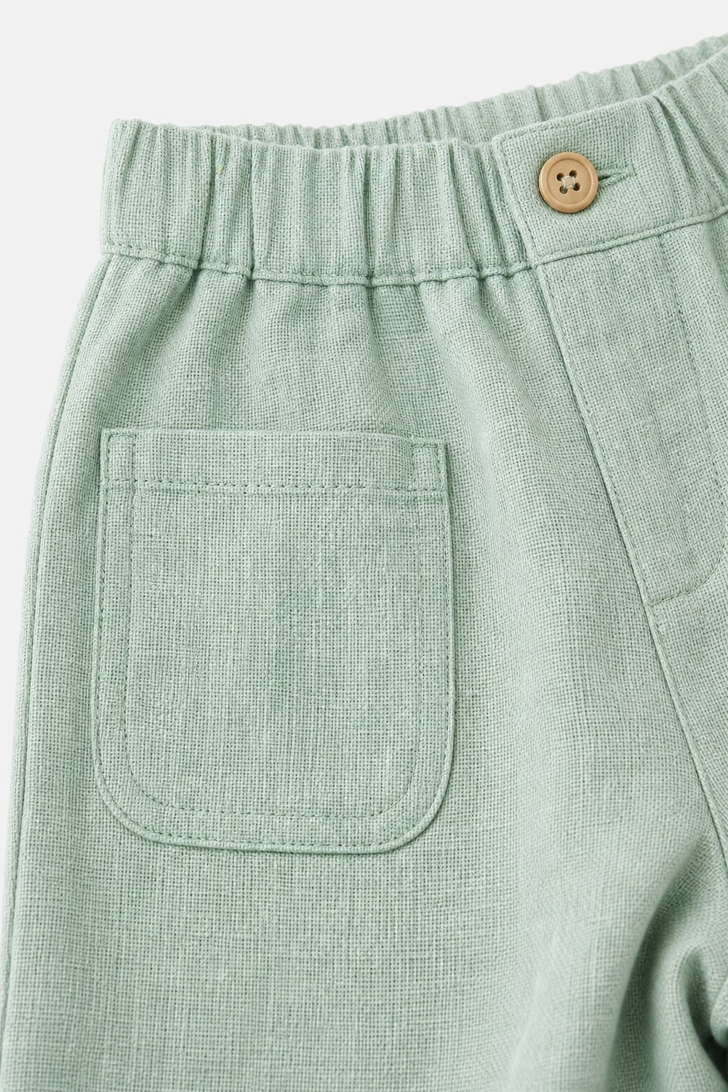Mint Green Linen Wide-Leg Pants view 3