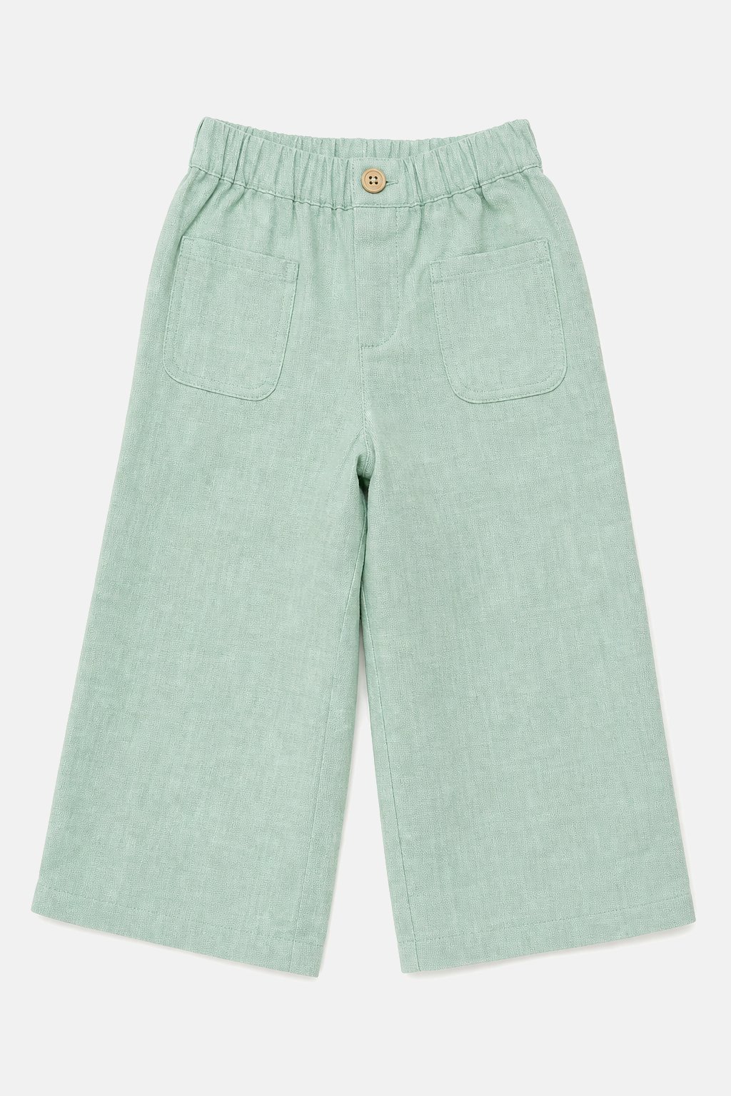 Mint Green Linen Wide-Leg Pants