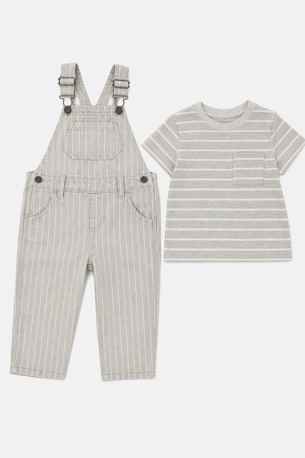 Stone Grey Overalls & Tee Set