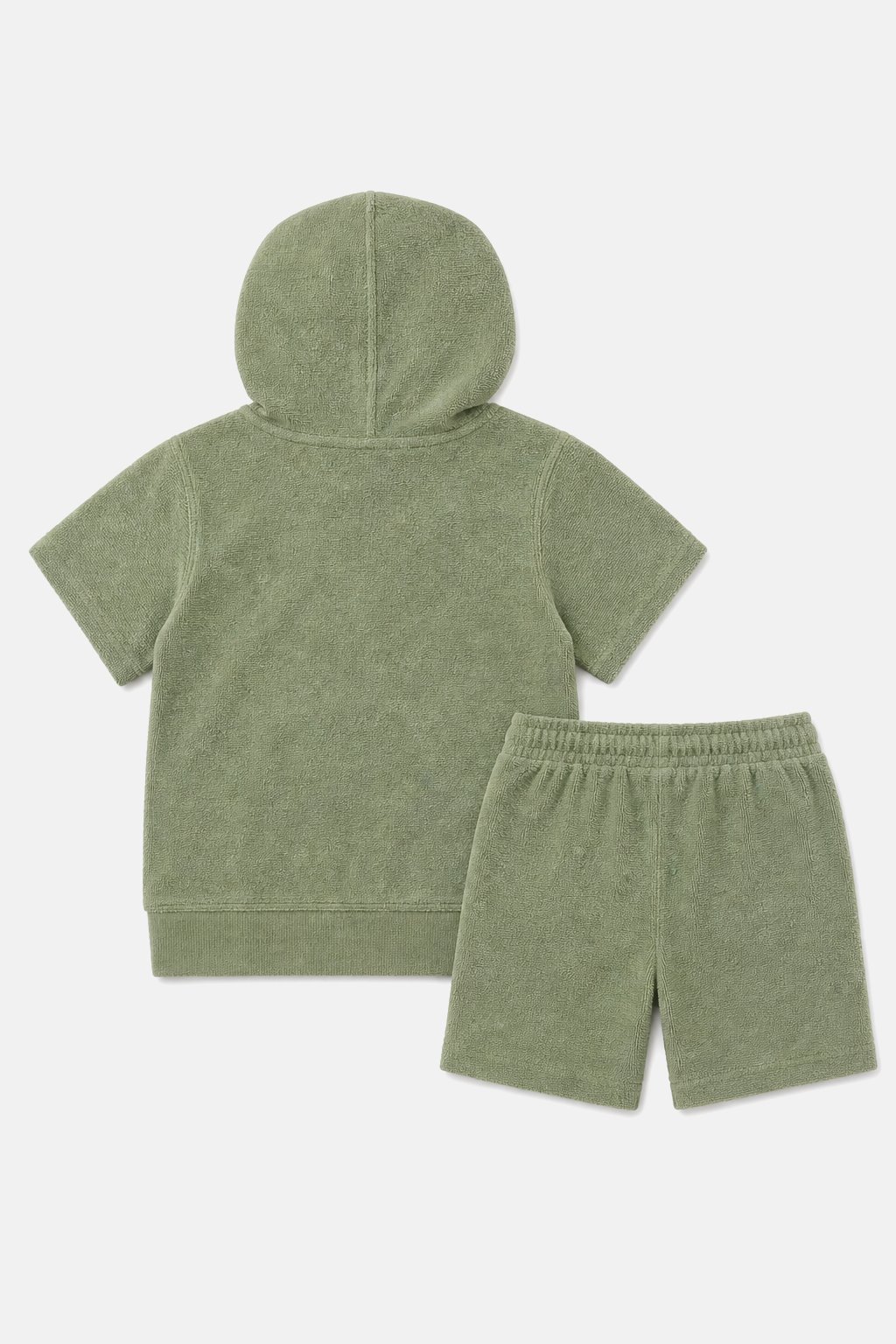 Sage Green Terrycloth Hoodie & Short Set view 2