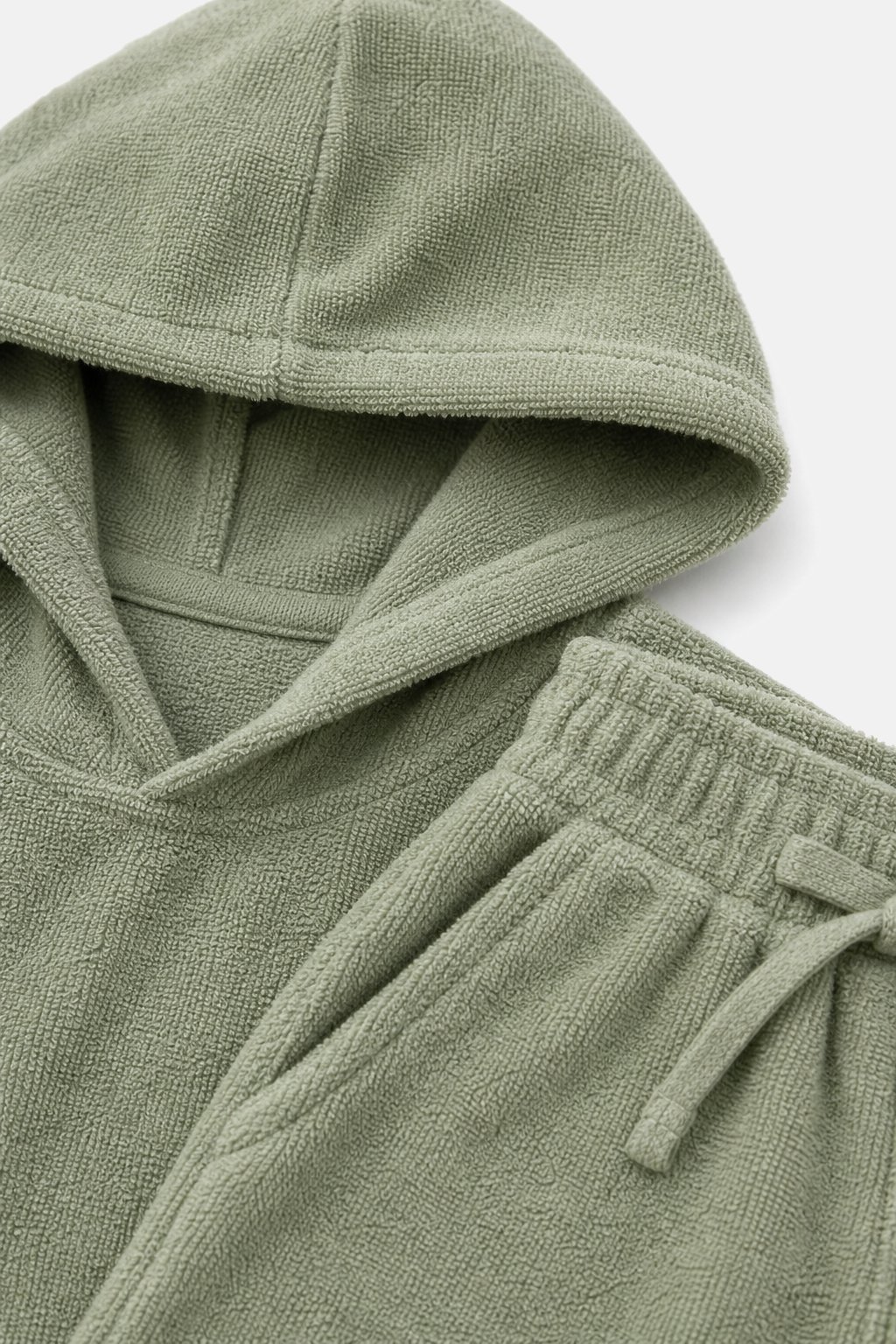 Sage Green Terrycloth Hoodie & Short Set view 3