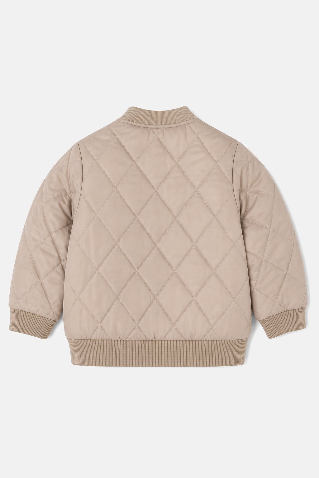 Soft Taupe Quilted Bomber Jacket view 2