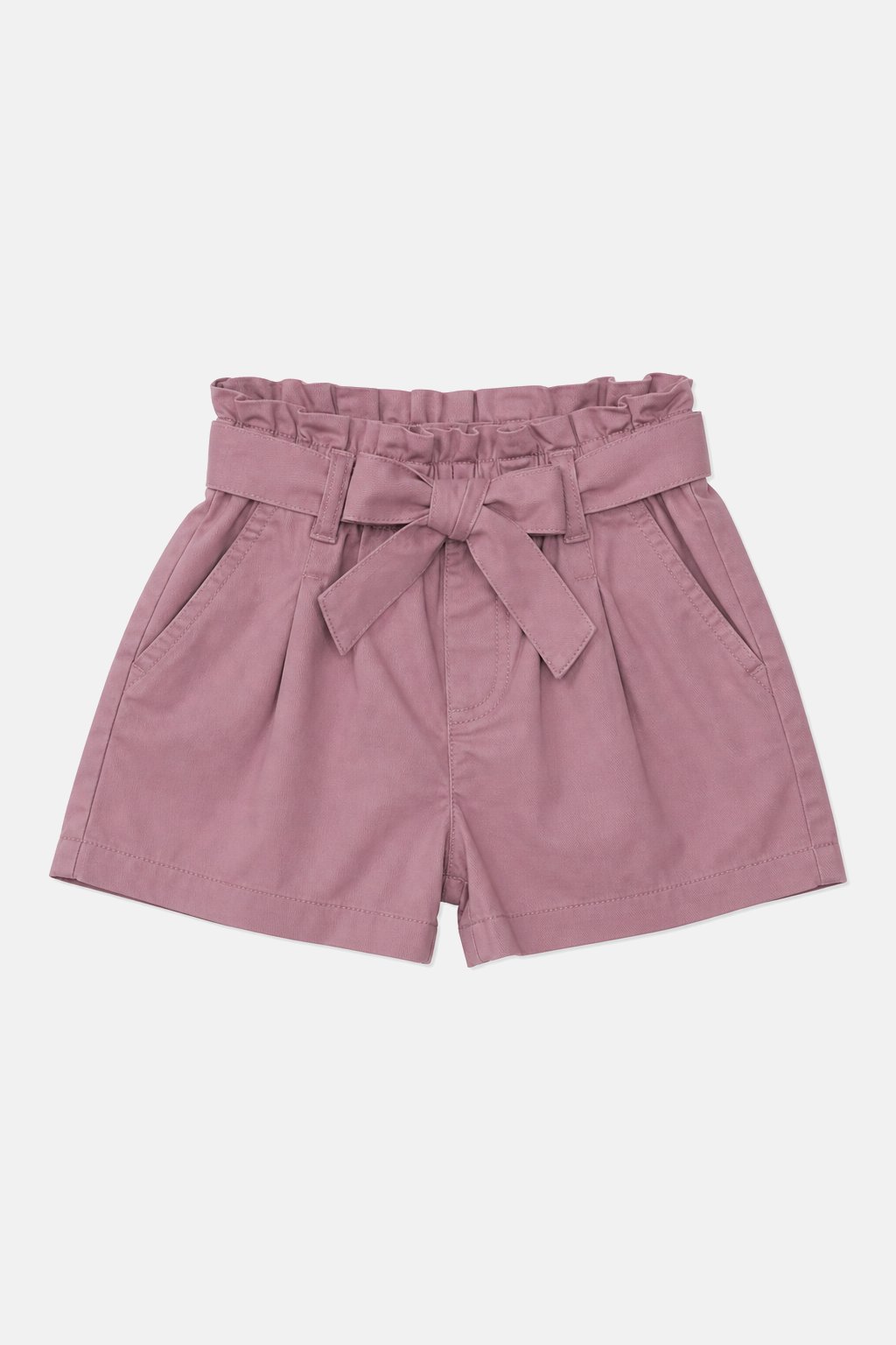 Mauve Paper-Bag Waist Shorts