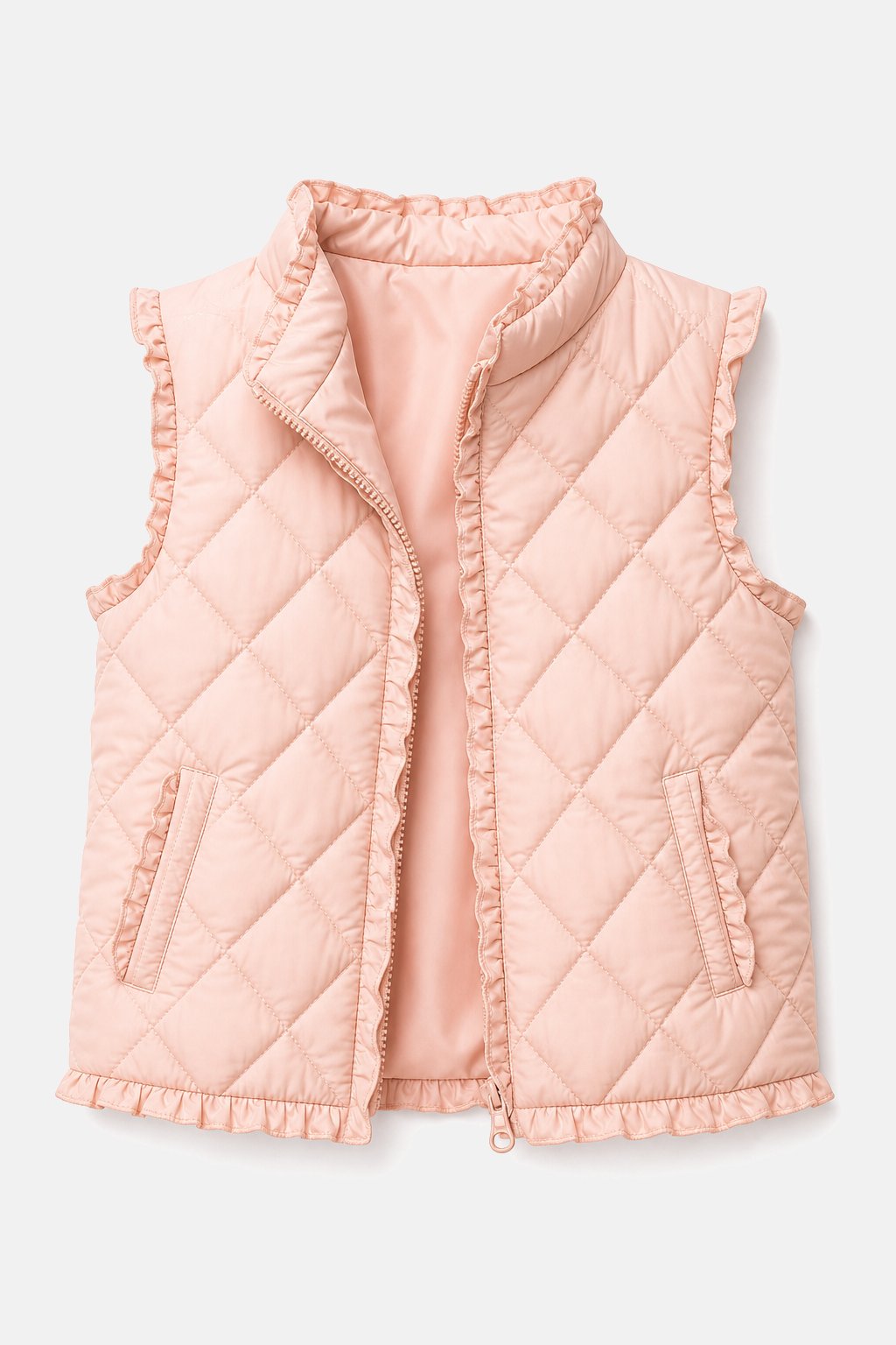 Blush Peach Quilted Puffer Vest