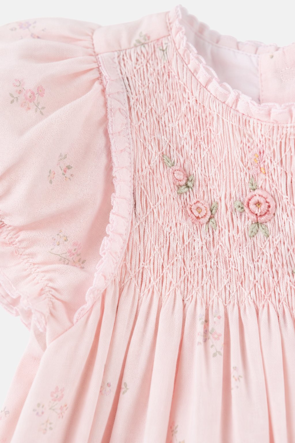 Ballet Pink Embroidered Smock Dress view 3