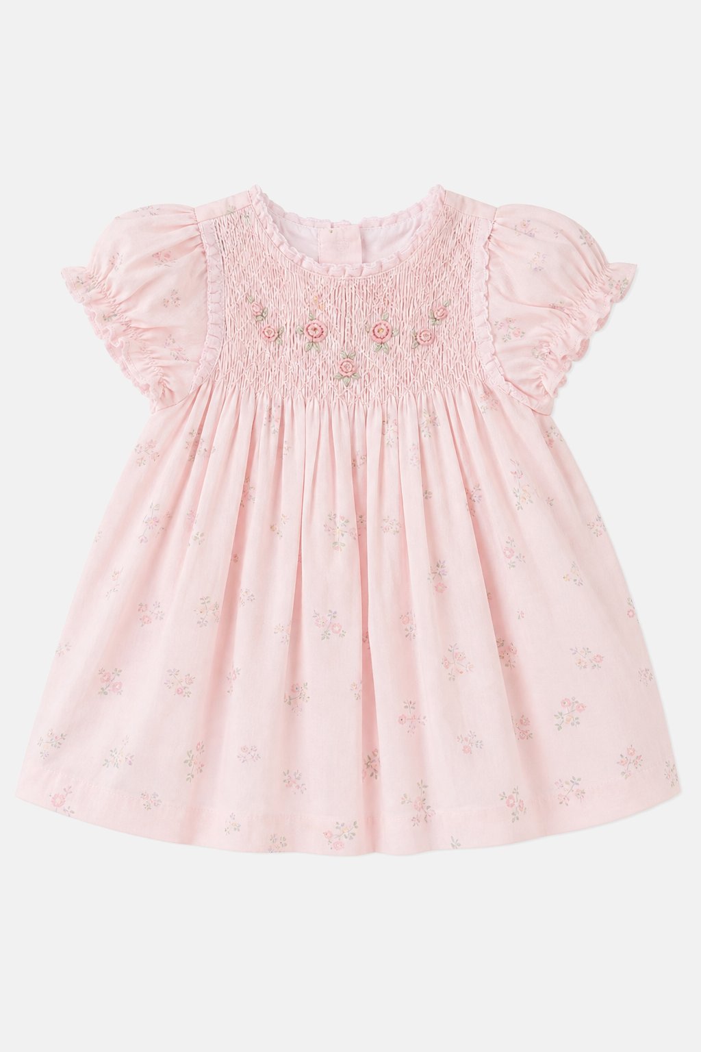 Ballet Pink Embroidered Smock Dress