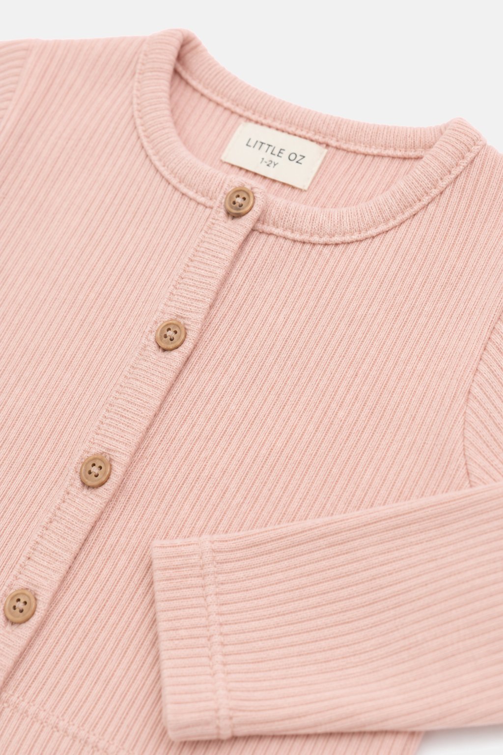 Blush Pink Ribbed Crop Cardigan view 3