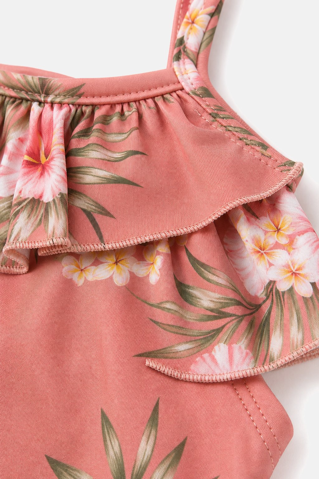 Dusty Rose Tropical Print Swimsuit view 3