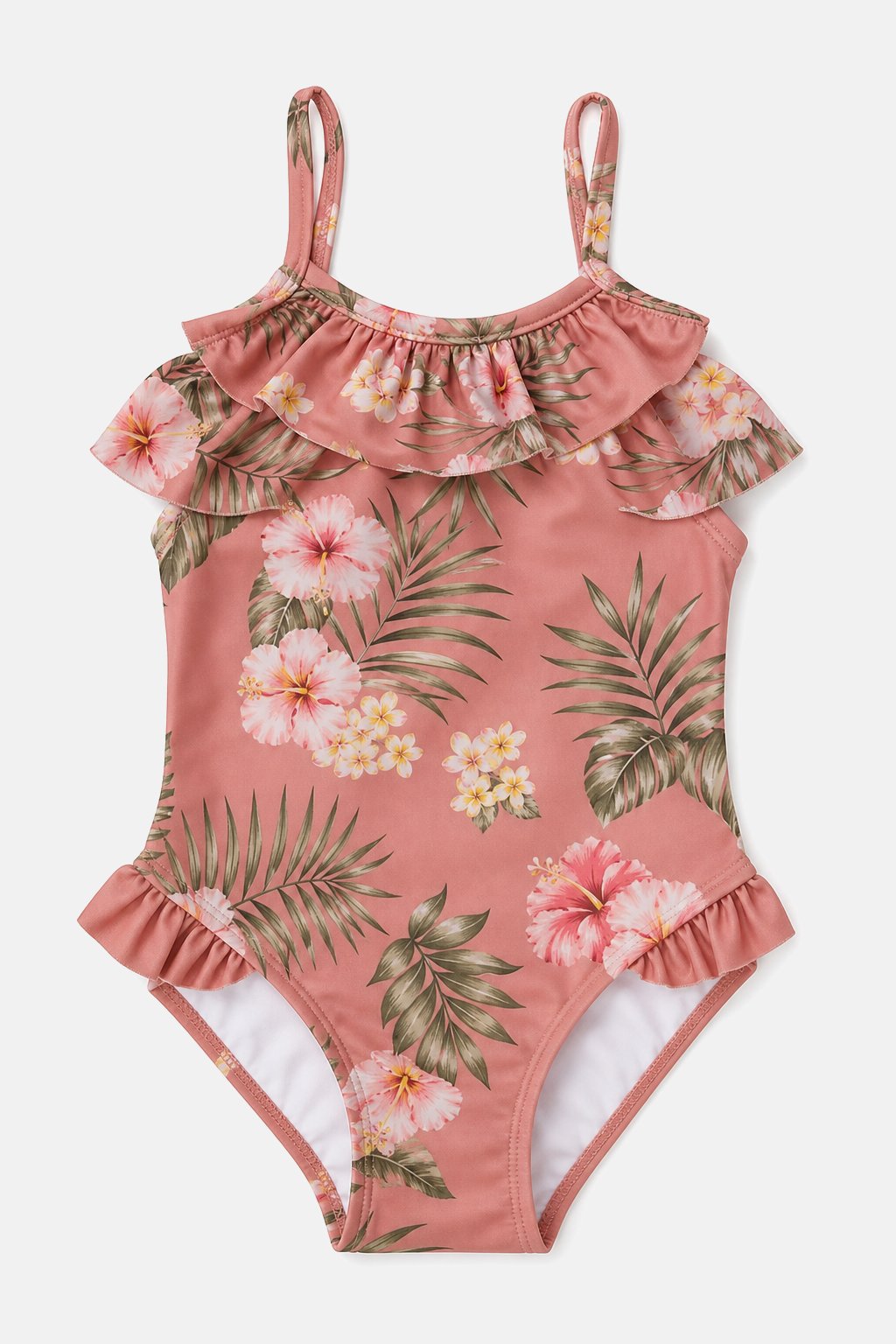 Dusty Rose Tropical Print Swimsuit