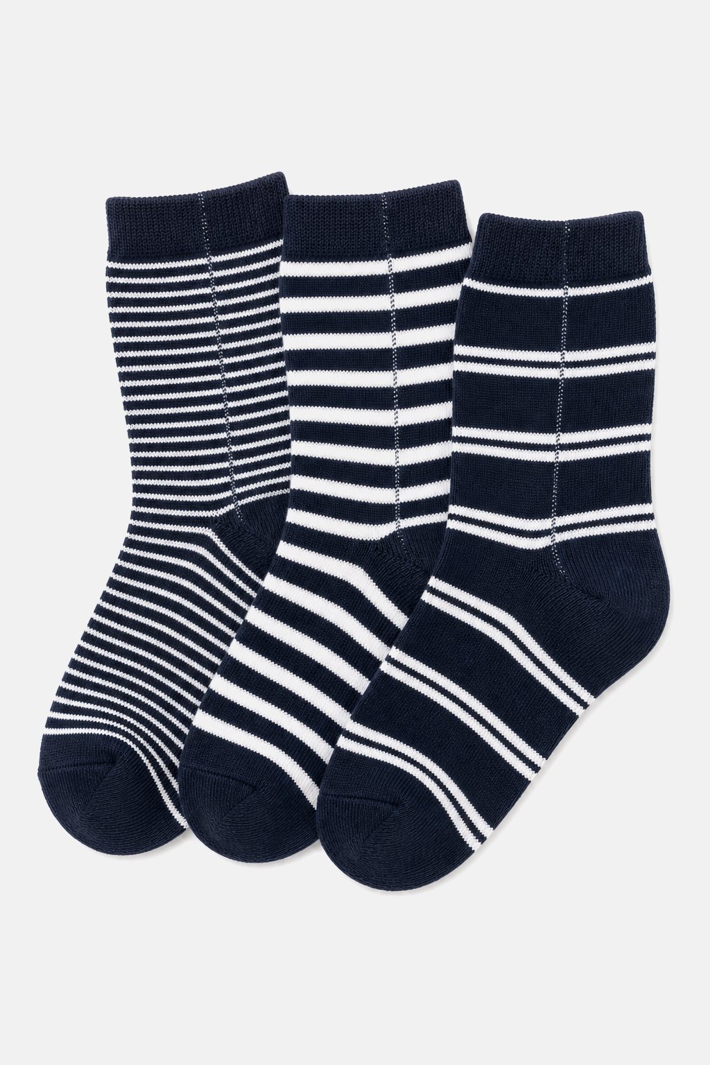 Navy Stripe Crew Socks 3-Pack view 2
