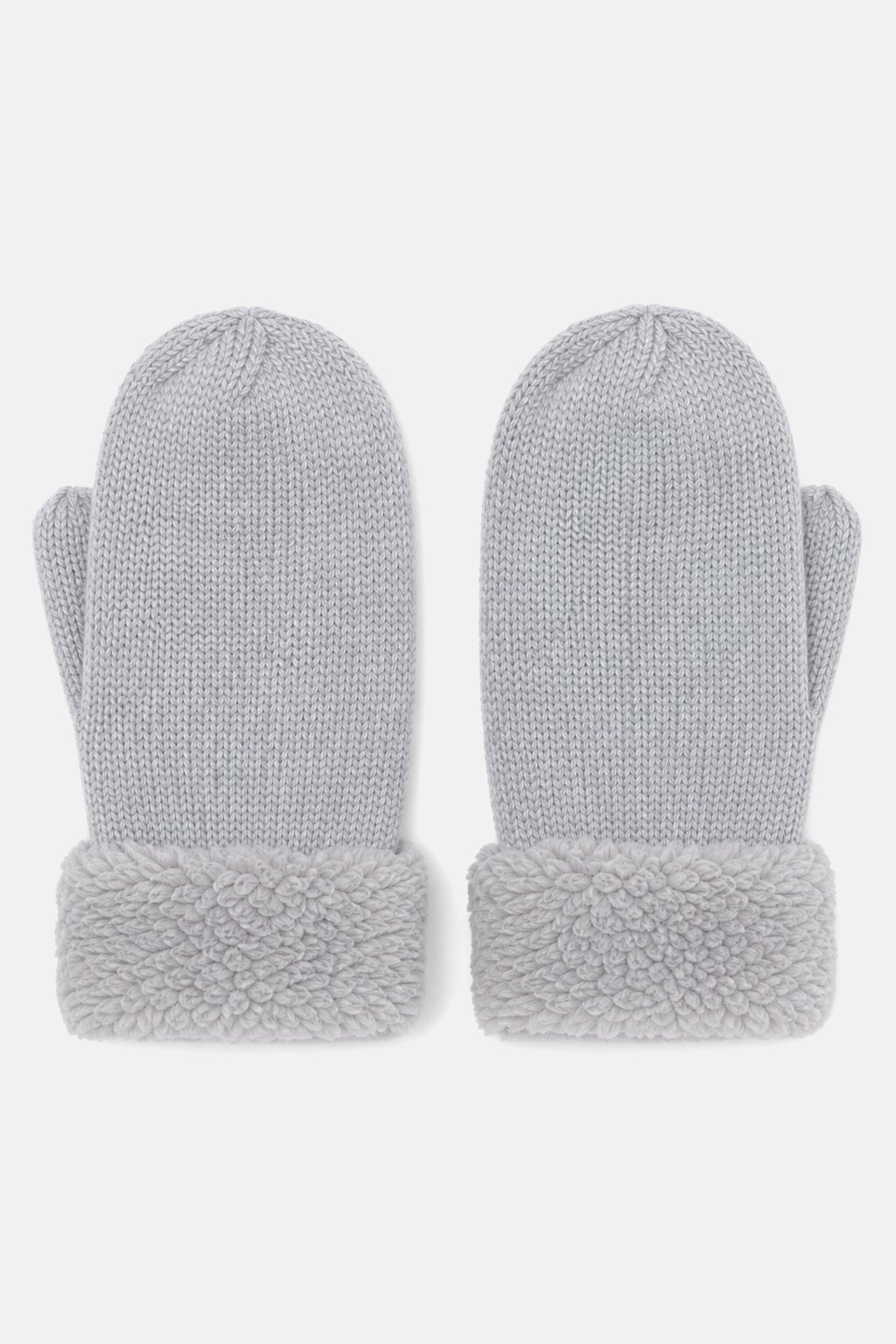 Heather Grey Knit Mittens view 2