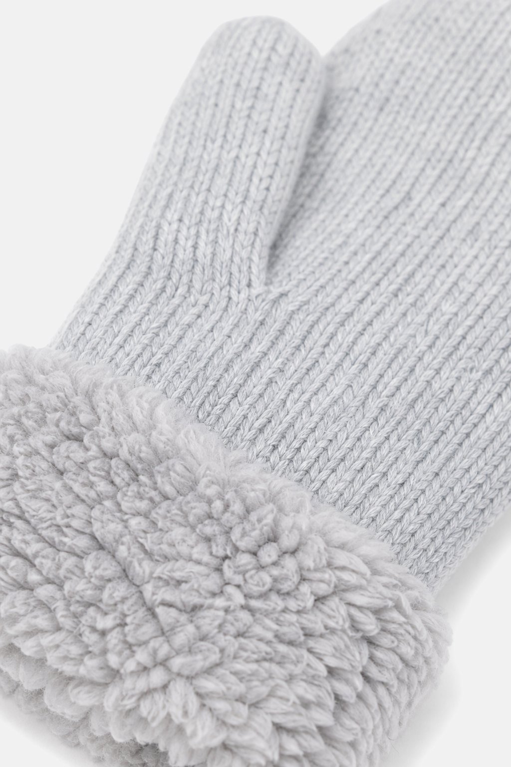 Heather Grey Knit Mittens view 3