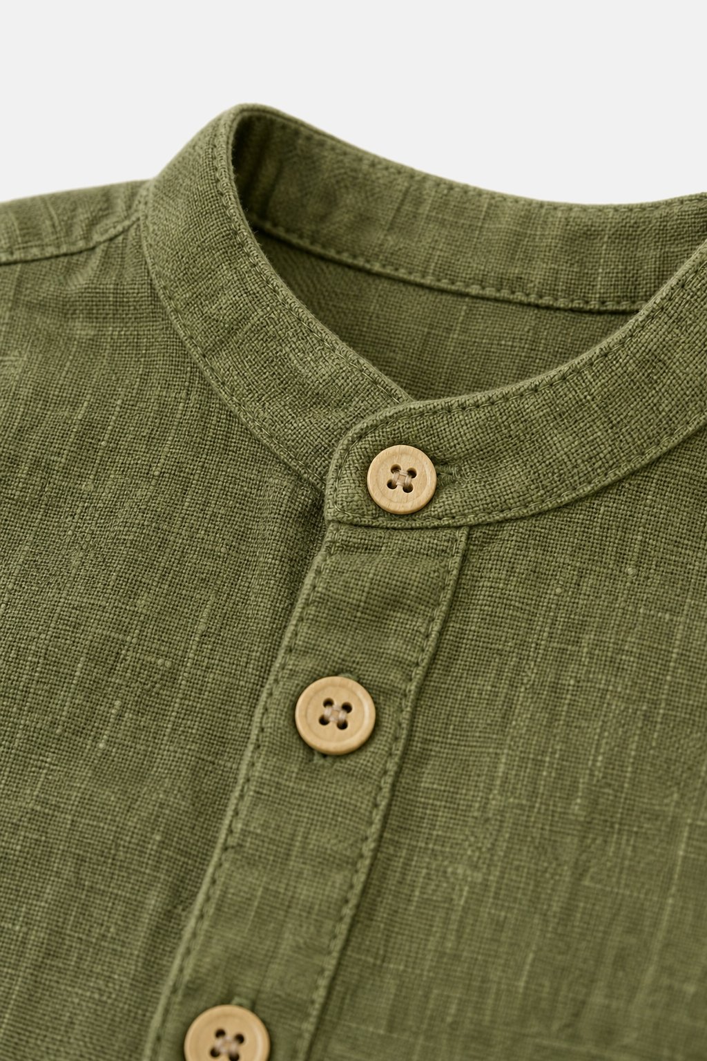 Moss Green Mandarin Collar Shirt view 3