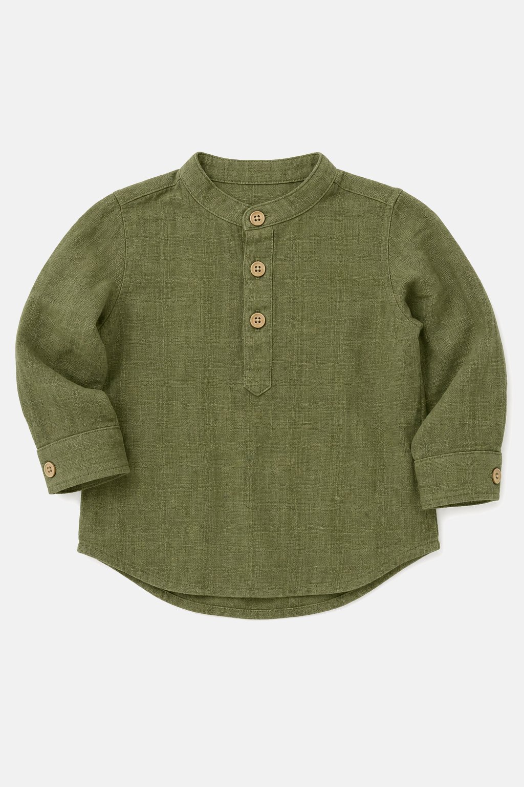 Moss Green Mandarin Collar Shirt