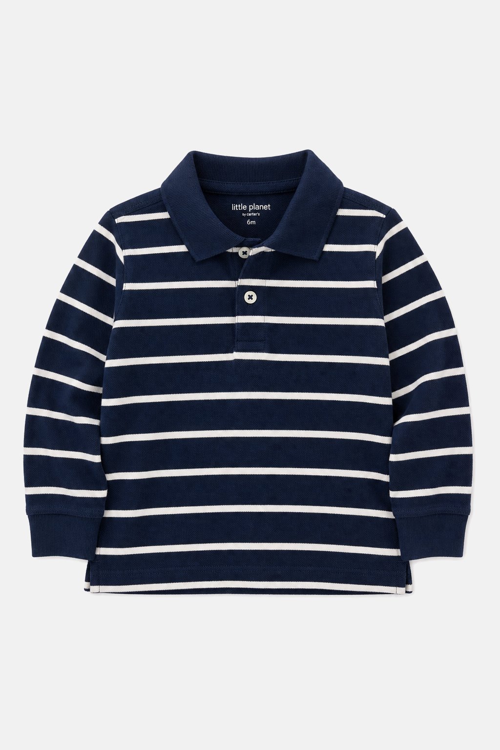 Navy Stripe Long-Sleeve Polo