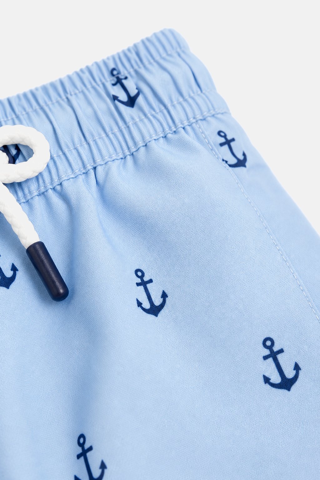 Sky Blue Anchor Print Swim Trunks view 3