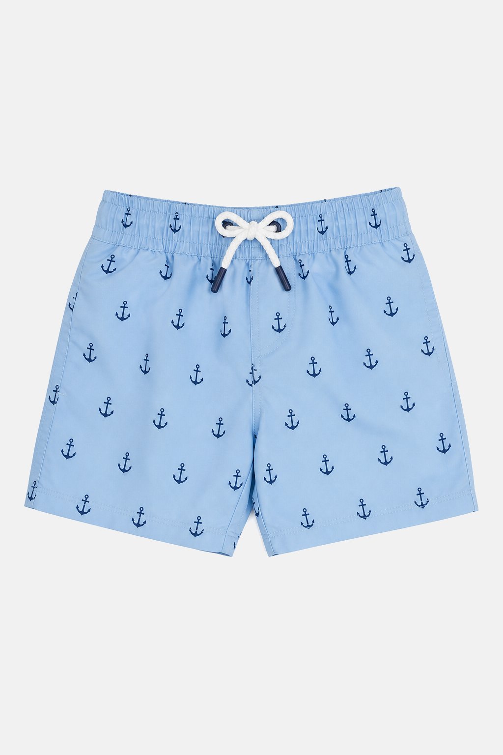 Sky Blue Anchor Print Swim Trunks