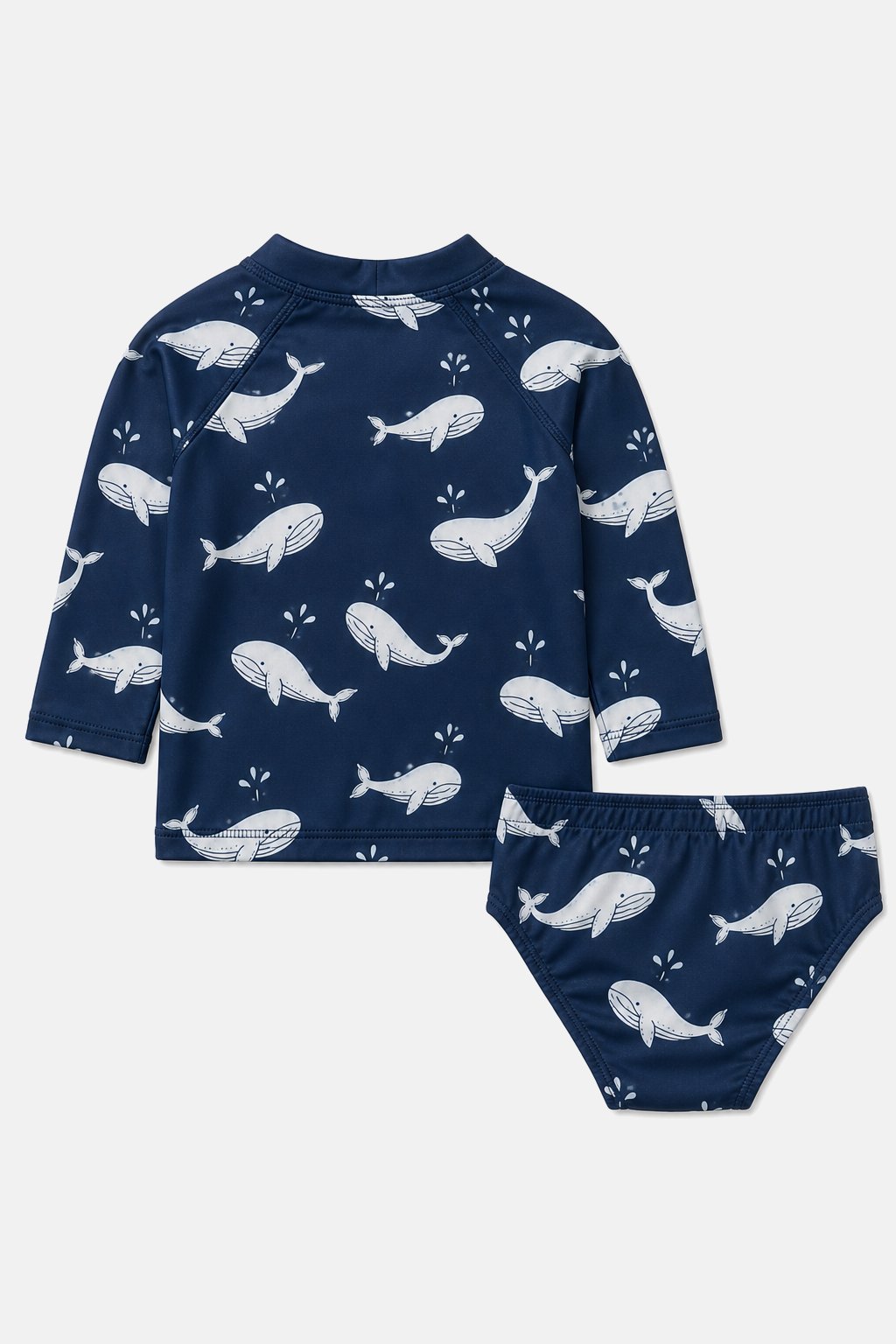Navy Whale Print Rash Guard Set view 2