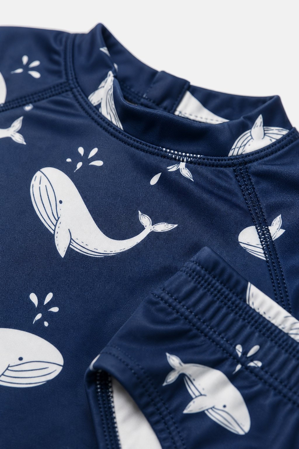 Navy Whale Print Rash Guard Set view 3