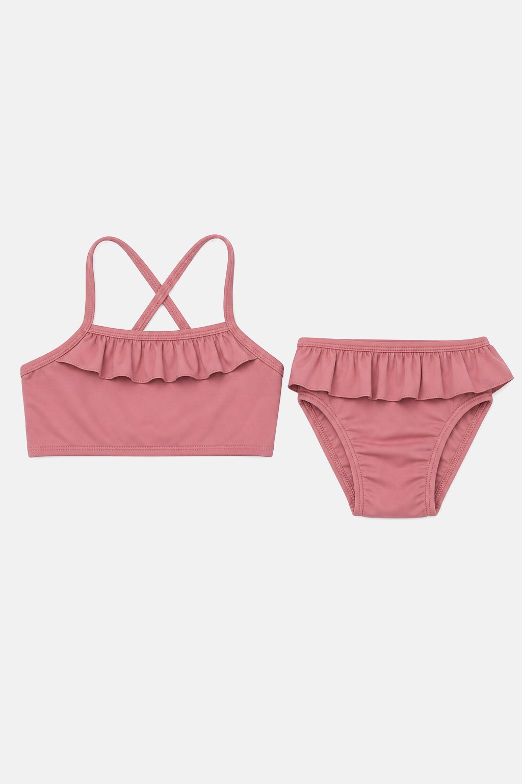 Dusty Rose Ruffle Bikini Set