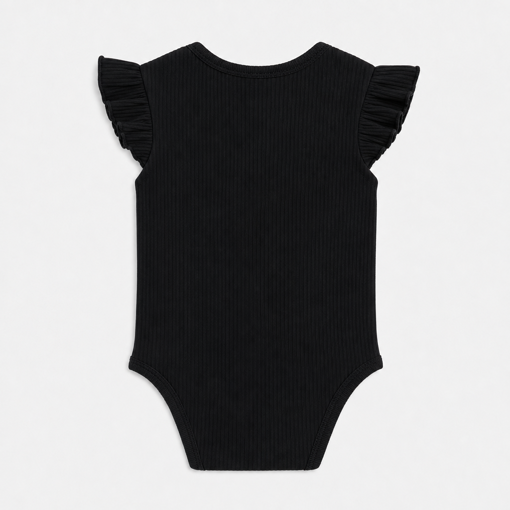 Black Ribbed Cotton Bodysuit view 2