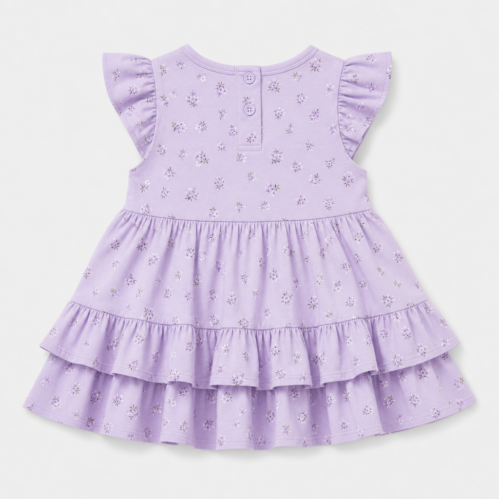 Lavender Floral Ruffle Dress view 2