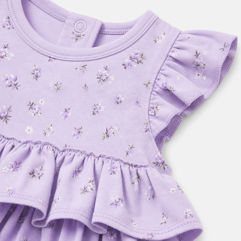 Lavender Floral Ruffle Dress view 3