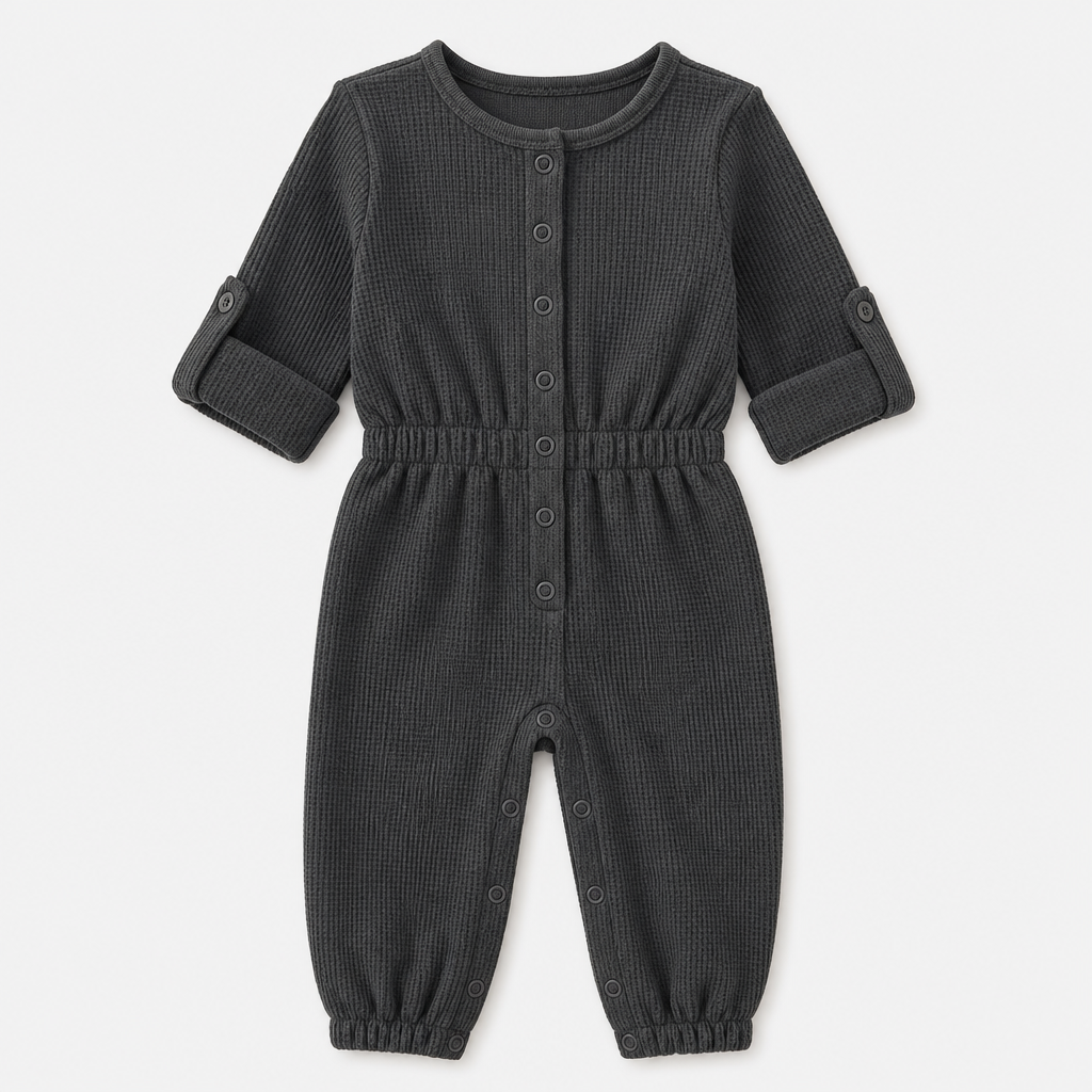 Charcoal Waffle Knit Romper