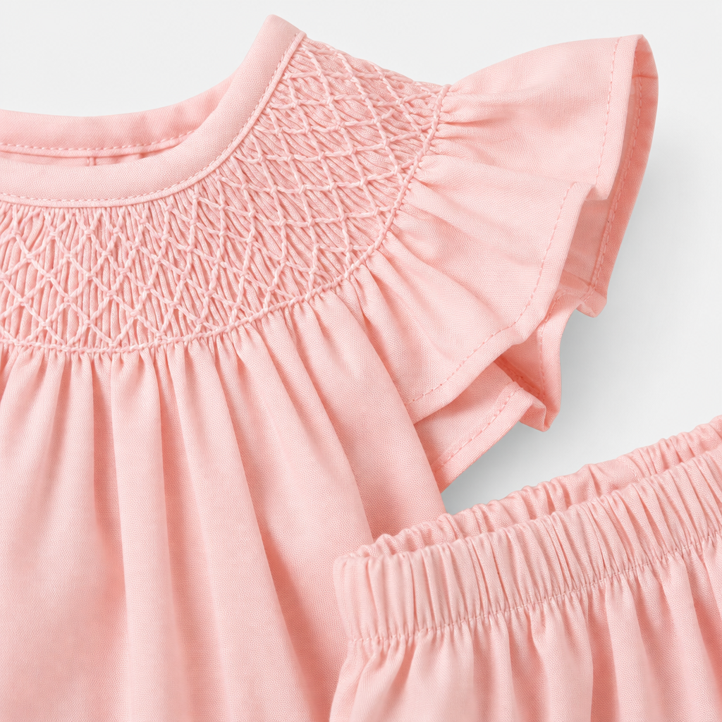 Blush Pink Smocked Top & Bloomer Set view 3