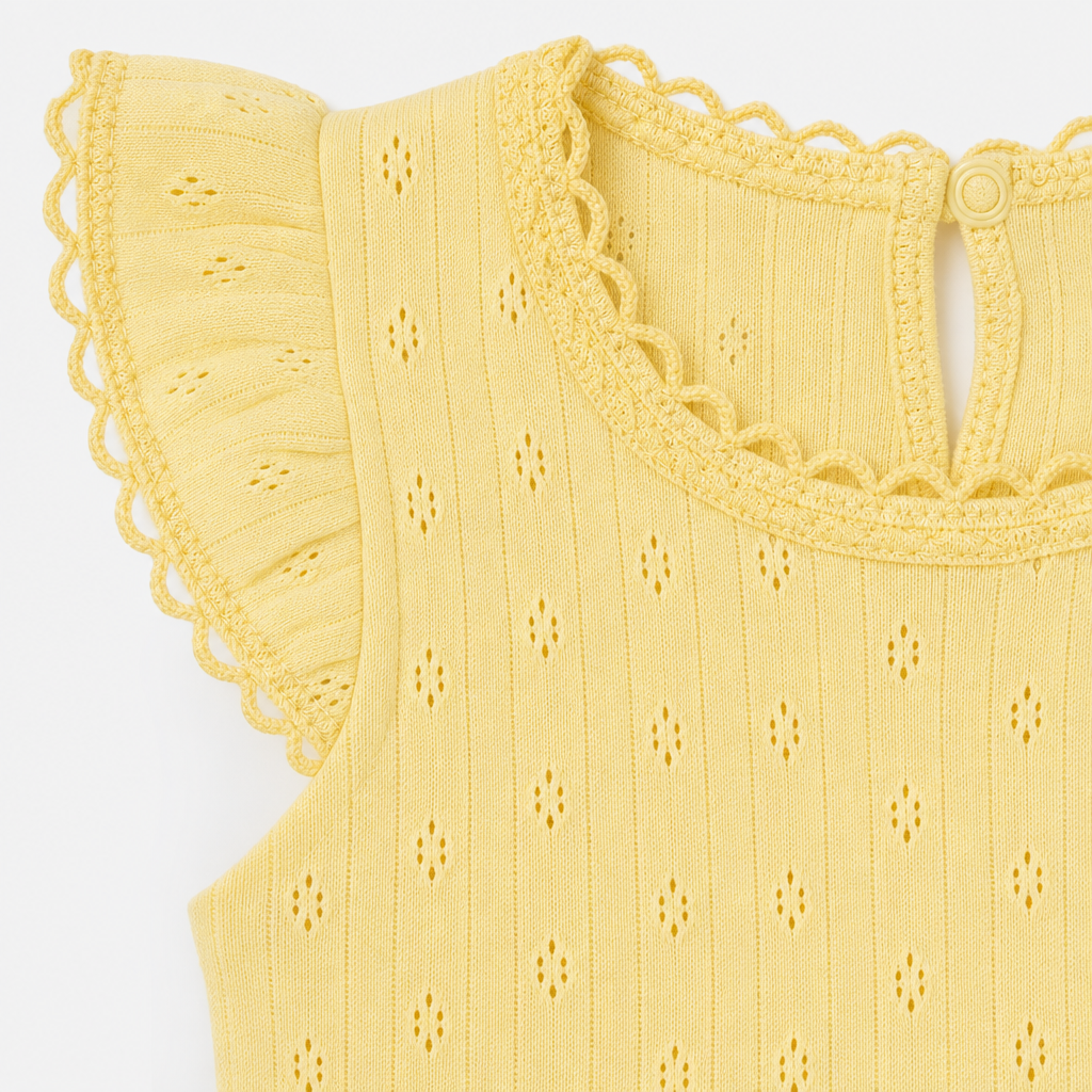 Soft Yellow Eyelet Bodysuit view 3