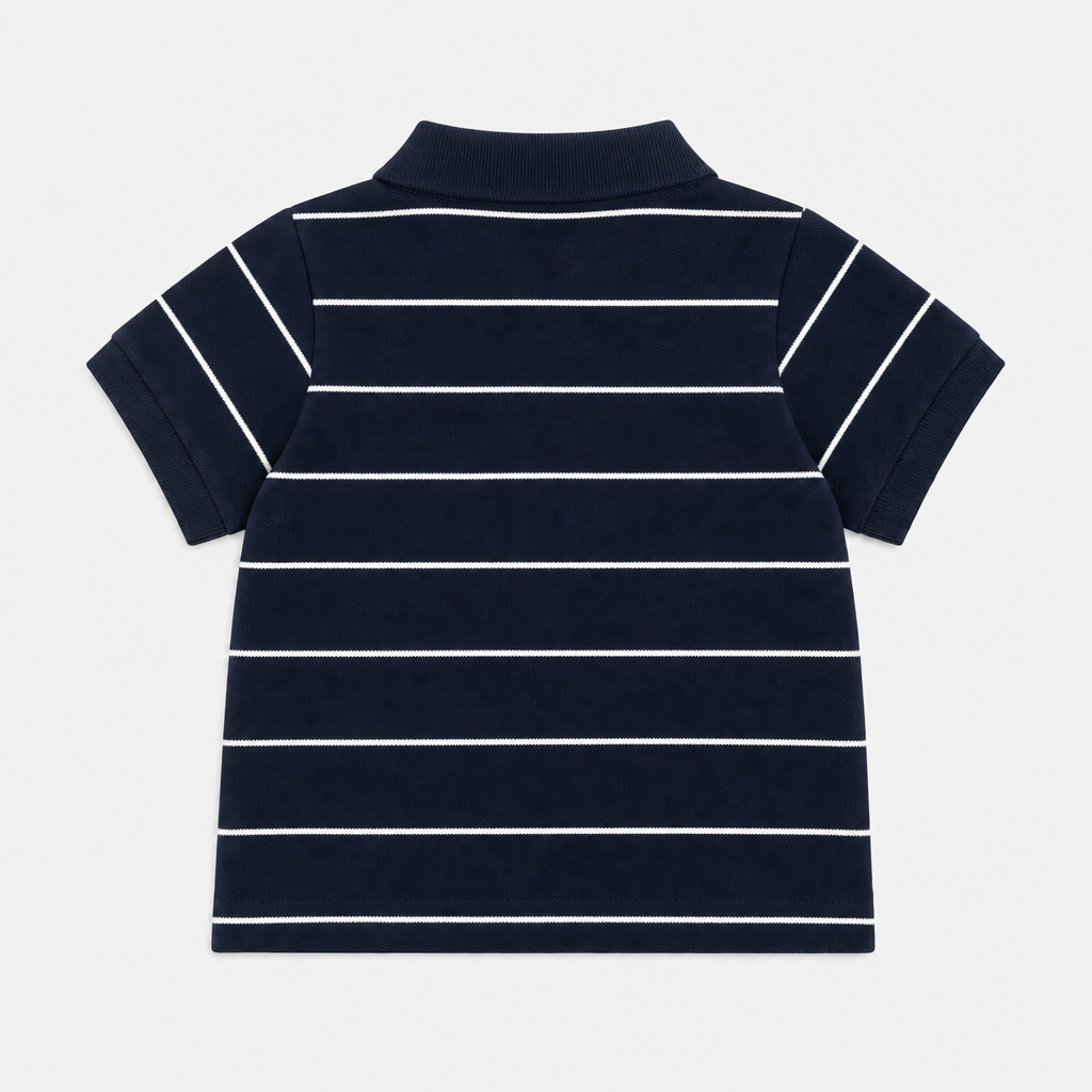 Dark Navy Striped Polo Top view 2