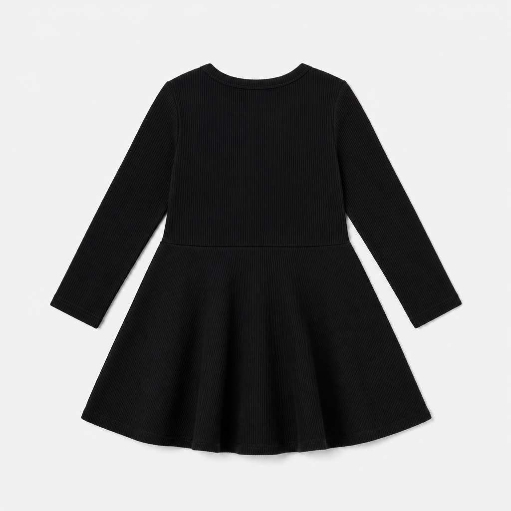 Black Ribbed Knit Dress view 2