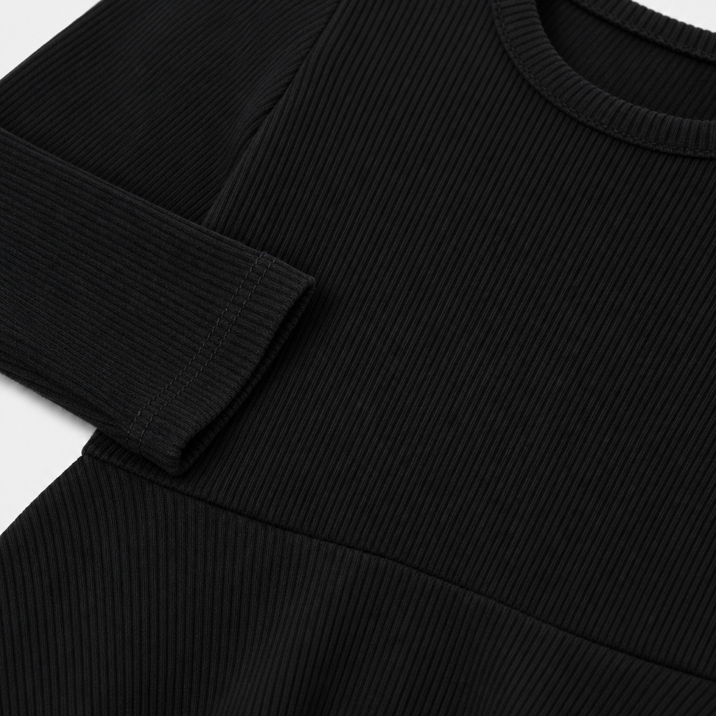 Black Ribbed Knit Dress view 3